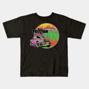 Texas-Style Ford Truck beach scene bold colors Kids T-Shirt